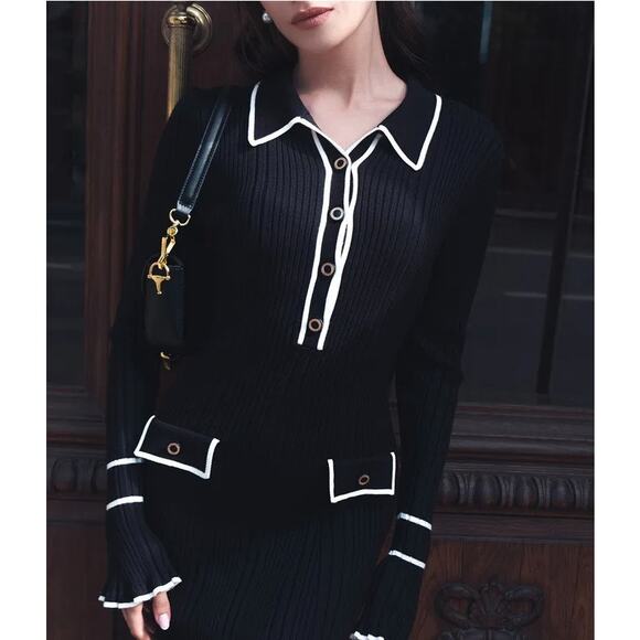 Chicgenes Lenore Carter Vintage Style Midi Dress, Black - Picture 2 of 4